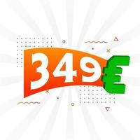 349 euro valuta vektor text symbol. 349 euro europeisk union pengar stock vektor