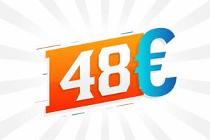 48 euro valuta vektor text symbol. 48 euro europeisk union pengar stock vektor