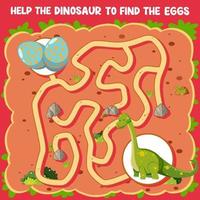 Labyrinth-Spielvorlage im Dinosaurier-Thema für Kinder vektor