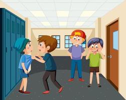 Kinder, die ihren Freund in der Schule schikanieren vektor