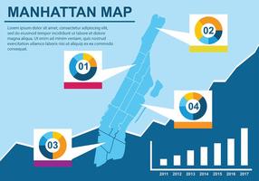 Infographic Manhattan Karta Vector