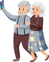 äldre par tar en selfie vektor