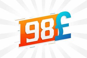 98-Pfund-Währungsvektor-Textsymbol. 98 britische Pfund Geld Stock Vektor
