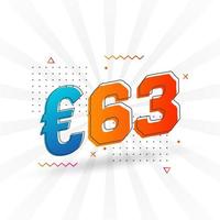 63-Euro-Währungsvektor-Textsymbol. 63 euro währungsaktienvektor der europäischen union vektor