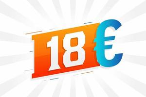 18 euro valuta vektor text symbol. 18 euro europeisk union pengar stock vektor