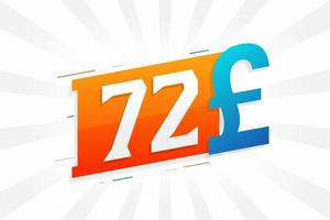 72-Pfund-Währungsvektor-Textsymbol. 72 Britisches Pfund Geld Aktienvektor vektor