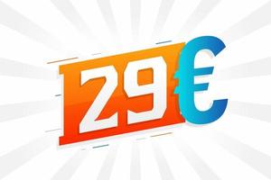 29 euro valuta vektor text symbol. 29 euro europeisk union pengar stock vektor