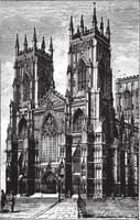 Westfront des York Minster oder der gotischen Kathedrale, Vintage-Gravur. vektor