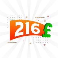 216-Pfund-Währungsvektor-Textsymbol. 216 britisches Pfund Geld Aktienvektor vektor