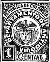 antioquia, kolumbianische republik un centavo stamp, 1892, vintage illustration vektor