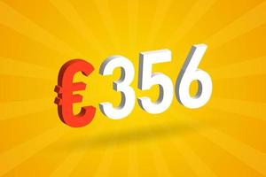 356 euro valuta 3d vektor text symbol. 3d 356 euro europeisk union pengar stock vektor