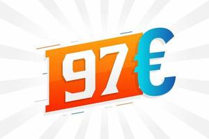 97-Euro-Währungsvektor-Textsymbol. 97 euro währungsaktienvektor der europäischen union vektor