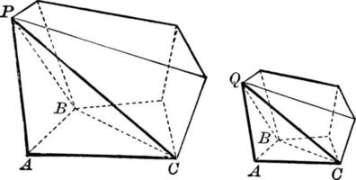 zwei ähnliche Polyeder, Vintage Illustration. vektor