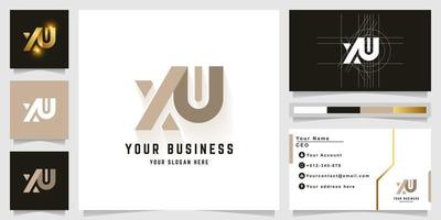 brev xu eller xnu monogram logotyp med företag kort design vektor
