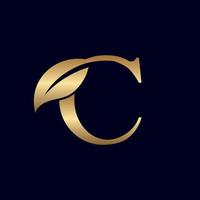 guld logotyp c med blad vektor