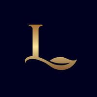 guld logotyp l med blad vektor