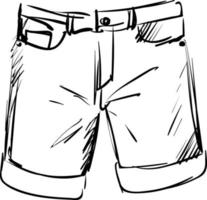 Mann Shorts Zeichnung, Illustration, Vektor auf weißem Hintergrund.