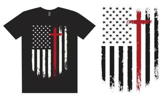 Kreuz-T-Shirt-Design der amerikanischen Flagge vektor