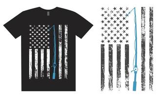 T-Shirt-Design der amerikanischen Angelflagge vektor