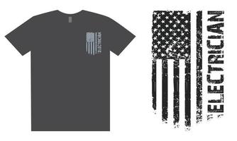 elektriker mit usa-flaggen-t-shirt-design vektor