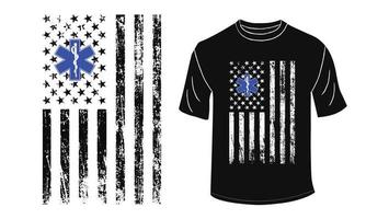 T-Shirt-Design der amerikanischen Emt-Flagge vektor