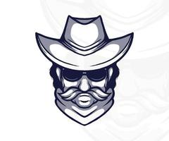 Cowboy-Maskottchen-Logo-Vektor-Illustration. weißer Hintergrund. vektor