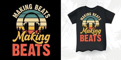 Musik-DJ-T - Shirtentwurf des Beats lustigen DJ-Musikliebhabers Retro- Vintagen machend vektor