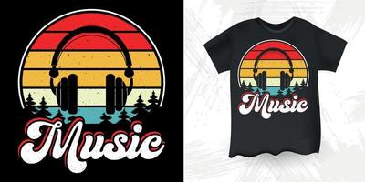 musik rolig dj musik älskare retro årgång musik dj t-shirt design vektor