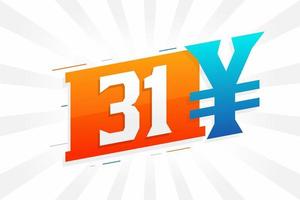 31 Yuan chinesisches Währungsvektor-Textsymbol. 31 Yen japanische Währung Geldvorratvektor vektor