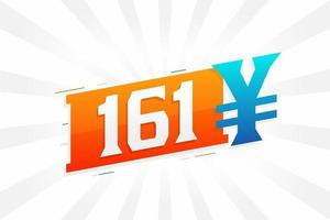 161 yuan kinesisk valuta vektor text symbol. 161 yen japansk valuta pengar stock vektor