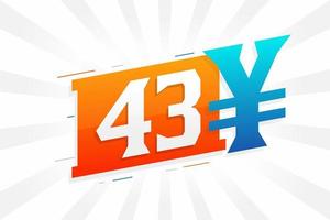 43 Yuan chinesisches Währungsvektor-Textsymbol. 43 Yen japanische Währung Geld Aktienvektor vektor