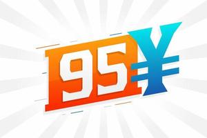 95 Yuan chinesische Währung Vektortextsymbol. 95 Yen japanische Währung Geld Aktienvektor vektor