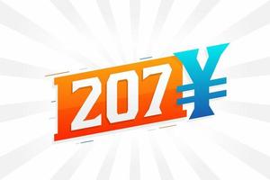 207 Yuan chinesische Währung Vektortextsymbol. 207 Yen japanische Währung Geld Aktienvektor vektor