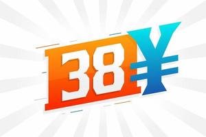 38 Yuan chinesisches Währungsvektor-Textsymbol. 38 Yen japanische Währung Geld Aktienvektor vektor