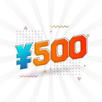 500 Yuan chinesisches Währungsvektor-Textsymbol. 500 Yen japanische Währung Geld Aktienvektor vektor