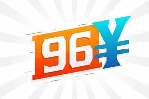 96 Yuan chinesische Währung Vektortextsymbol. 96 Yen japanische Währung Geld Aktienvektor vektor