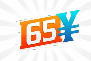65 Yuan chinesisches Währungsvektor-Textsymbol. 65 Yen japanische Währung Geld Aktienvektor vektor