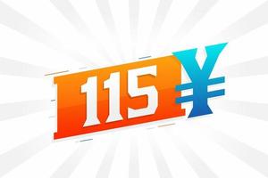 115 yuan kinesisk valuta vektor text symbol. 115 yen japansk valuta pengar stock vektor