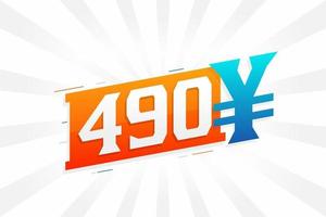 490 Yuan chinesisches Währungsvektor-Textsymbol. 490 Yen japanische Währung Geld Aktienvektor vektor