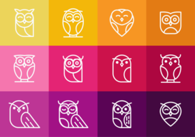 Coruja Owl Outline Ikoner vektor