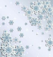 jul hälsning kort med typ design och dekorationer på de snöig blå bakgrund. vektor illustration.