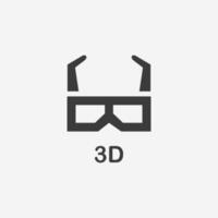 3D-Brillen-Vektorsymbol. Kino, Filmsymbolzeichen vektor