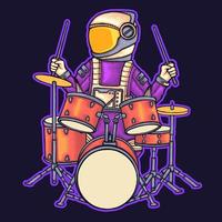 Cooler Schlagzeuger Astronaut vektor