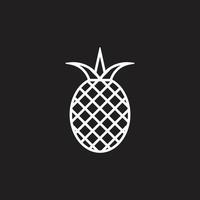 eps10 vit vektor ananas med löv linje konst ikon isolerat på svart bakgrund. ananas översikt symbol i en enkel platt trendig modern stil för din hemsida design, logotyp, och mobil Ansökan