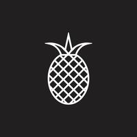 eps10 weiße Vektorananas mit Blattlinie Kunstsymbol isoliert auf schwarzem Hintergrund. Ananas-Umrisssymbol in einem einfachen, flachen, trendigen, modernen Stil für Ihr Website-Design, Logo und mobile Anwendung vektor