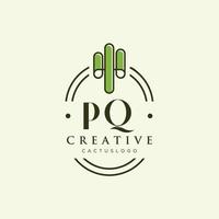 pq Anfangsbuchstabe grüner Kaktus-Logo-Vektor vektor