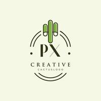 px Anfangsbuchstabe grüner Kaktus-Logo-Vektor vektor