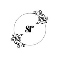 anfänglicher sr-logo-monogrammbuchstabe feminine eleganz vektor