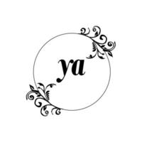 första ya logotyp monogram brev feminin elegans vektor