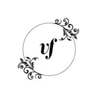 första vf logotyp monogram brev feminin elegans vektor